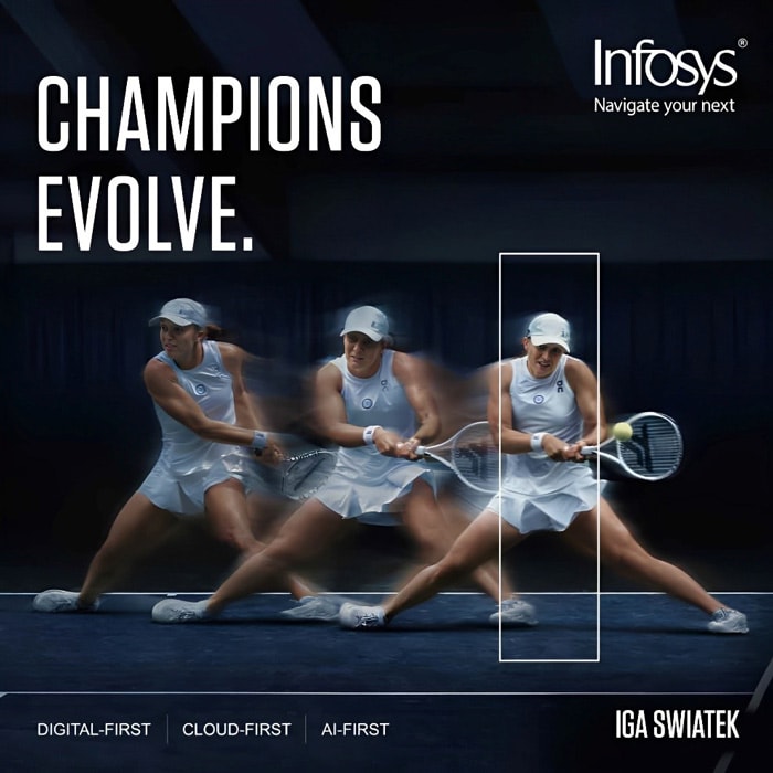 Gemeinsam wollen Infosys und Iga Świątek, die Nummer 1 der Tenniswelt, die digitale Innovation fördern und Frauen auf der ganzen Welt inspirieren