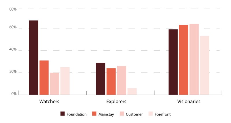 Visionaries have many more initiatives operating at scale