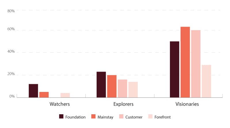 Visionaries have many more initiatives operating at scale