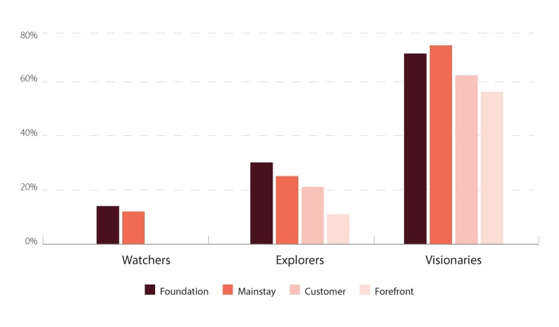 Visionaries have many more initiatives operating at scale