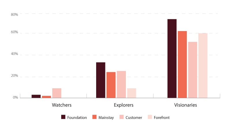 Visionaries have many more initiatives operating at scale