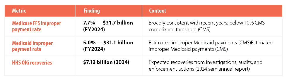 Figure 1. Scale of adjudication risk — improper payments and enforcement (FY2024)