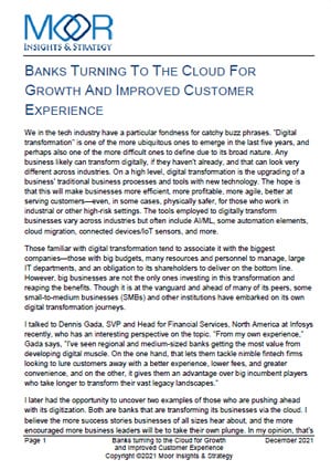 BANKS TURNING TO THE CLOUD FOR GROWTH AND IMPROVED CUSTOMER EXPERIENCE