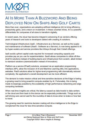 AI IS MORE THAN A BUZZWORD AND BEING DEPLOYED NOW ON SHIPS AND GOLF CARTS