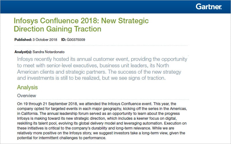 Gartner - Infosys Confluence 2018: New Strategic Direction Gaining Traction