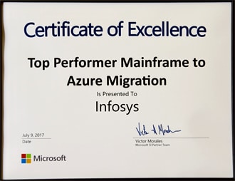 Infosys wins 2017 Microsoft Platform Modernization Alliance Award Infosys wins 2017 Microsoft Platform Modernization Alliance Award