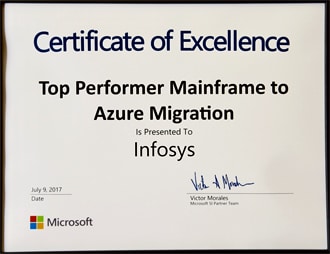 Infosys wins 2017 Microsoft Platform Modernization Alliance Award