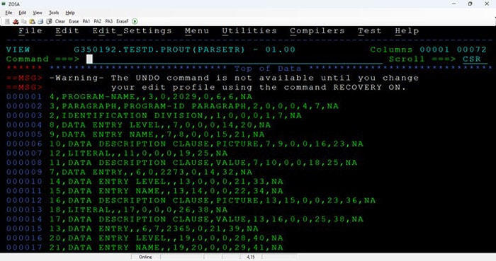 Parse tree metadata samples