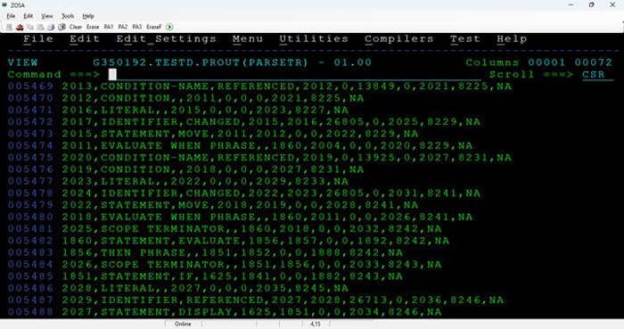 Parse tree metadata samples